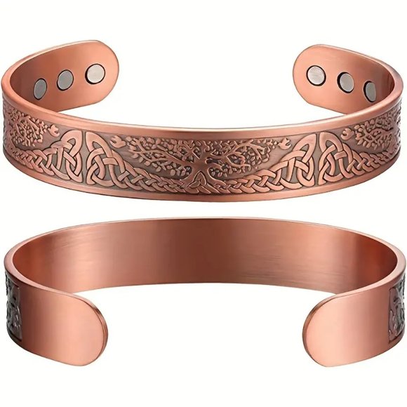 Tree of Life Pure Copper Magnetic Bracelet Cuff Bangle Pain Therapy Bracelet - Picture 4 of 6
